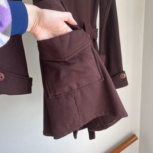 Vintage Y2K Twisted Heart America Button Down Hooded Cardigan Sweater Tie Waist - Picture 6 of 7